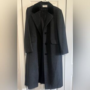 Charcoal Gray Wool Long Overcoat - Women Classic Tailored Coat